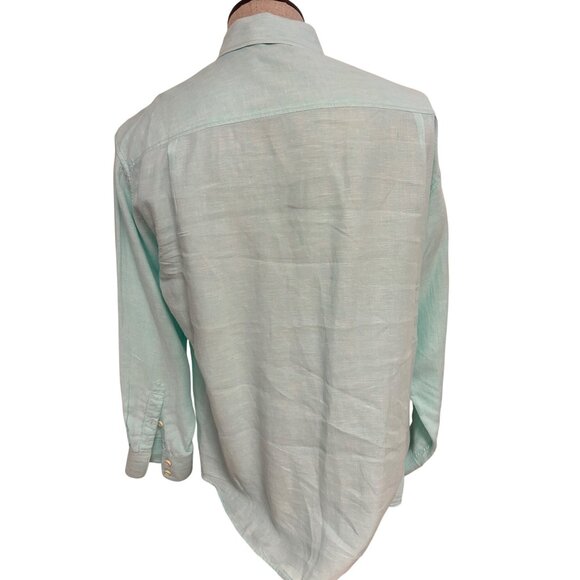 Tommy Bahama Relax Mens Mint Green 100% Linen Long-Sleeve Button-Up Shirt Size L - Picture 3 of 5
